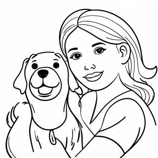 Page A Colorier De Fille Avec Un Chien 48624-40398