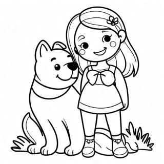 Page A Colorier De Fille Avec Un Chien 48624-40399