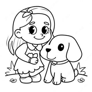 Page A Colorier De Fille Jouant Avec Son Chien 48625-40406