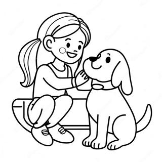 Page A Colorier De Fille Jouant Avec Son Chien 48625-40408