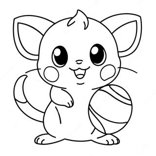 Page A Colorier De Raichu Mignon Jouant Avec Une Balle 4872-3919