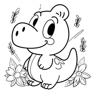 Page A Colorier De Birdo Mignon Avec Des Fleurs 48755-40507