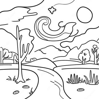 Page A Colorier Du Paysage De Nuit Etoilee 48814-40542