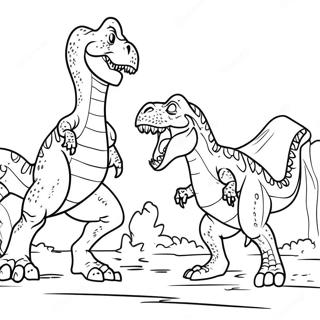 Page A Colorier De La Bataille Epique Entre Giganotosaurus Et T Rex 48834-40565