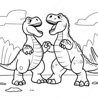 Page A Colorier De La Bataille Epique Entre Giganotosaurus Et T Rex 48834-40566