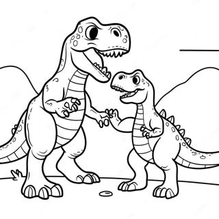 Page A Colorier De La Bataille Epique Entre Giganotosaurus Et T Rex 48834-40567