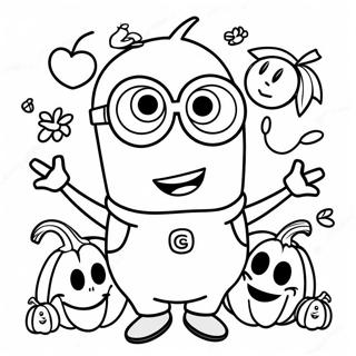 Page A Colorier De Minions Droles Avec Des Citrouilles 48935-40651