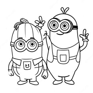 Page A Colorier De Minions Droles Avec Des Citrouilles 48935-40652