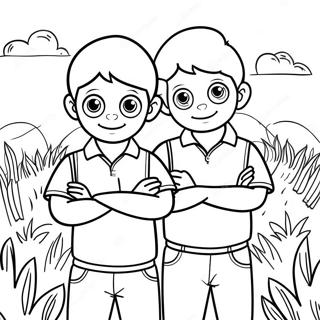 Page A Colorier Les Deux Fils Colores Dans Le Champ 48965-40674