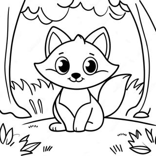 Page A Colorier Un Mignon Renard De Dessin Anime Dans Une Foret 48975-40682