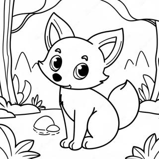 Page A Colorier Un Mignon Renard De Dessin Anime Dans Une Foret 48975-40683