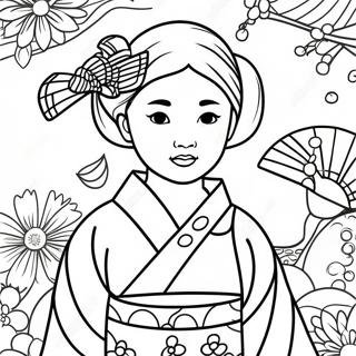 Fille Japonaise Pages À Colorier