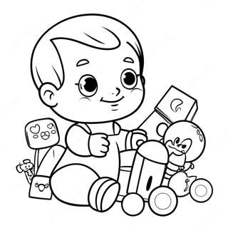 Joli Bebe John Jouant Avec Des Jouets A Colorier 49035-40730