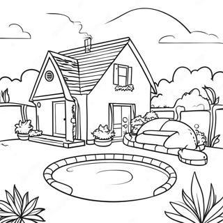 Maison Avec Piscine Pages À Colorier