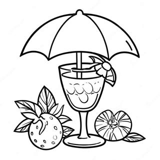 Page A Colorier Cocktail Tropical Avec Parapluie 49115-40798