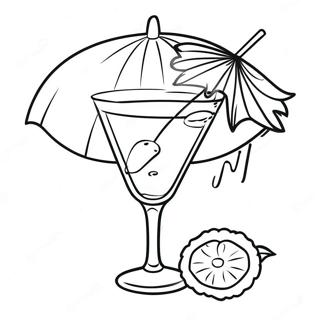 Page A Colorier Cocktail Tropical Avec Parapluie 49115-40799