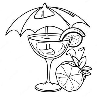 Page A Colorier Cocktail Tropical Avec Parapluie 49115-40800