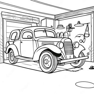 Page A Colorier De Garage De Mecanicien Vintage 49185-40850