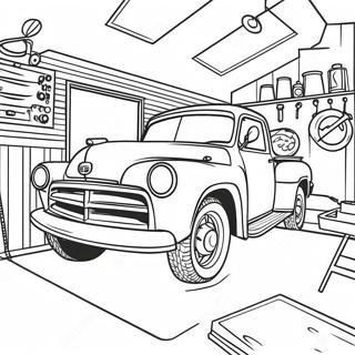 Page A Colorier De Garage De Mecanicien Vintage 49185-40851