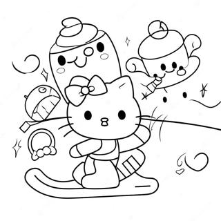 Page A Colorier De Hello Kitty Patinant Avec Des Amis 49205-40865