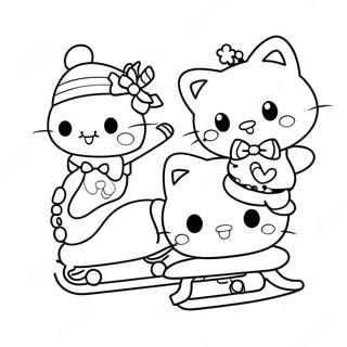 Page A Colorier De Hello Kitty Patinant Avec Des Amis 49205-40866