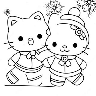 Page A Colorier De Hello Kitty Patinant Avec Des Amis 49205-40867