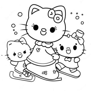 Page A Colorier De Hello Kitty Patinant Avec Des Amis 49205-40868