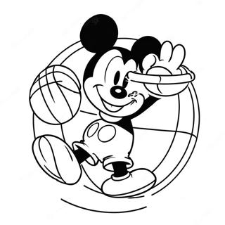 Page A Colorier Mickey Mouse Dunkant Un Ballon De Basket 49355-40989