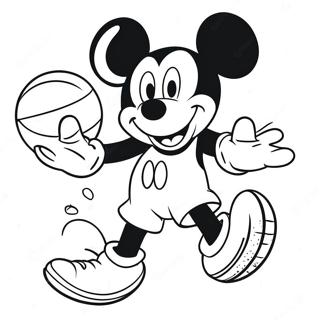 Page A Colorier Mickey Mouse Dunkant Un Ballon De Basket 49355-40990