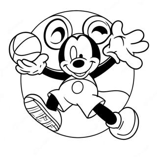 Page A Colorier Mickey Mouse Dunkant Un Ballon De Basket 49355-41186