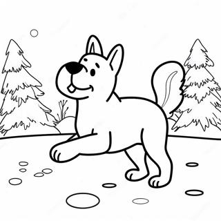 Page A Colorier Dun Chien Dhiver Jouant Dans La Neige 49384-41004