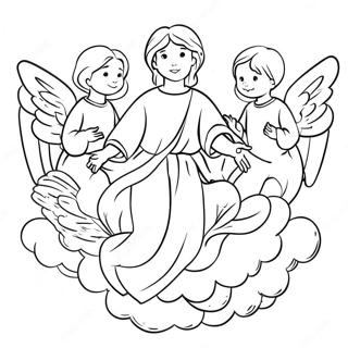 Page A Colorier Des Anges Celestes Entourant Jesus 49435-41042