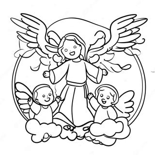 Page A Colorier Des Anges Celestes Entourant Jesus 49435-41044