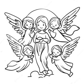 Page A Colorier Des Anges Celestes Entourant Jesus 49435-41242