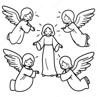 Page A Colorier Des Anges Celestes Entourant Jesus 49435-41244
