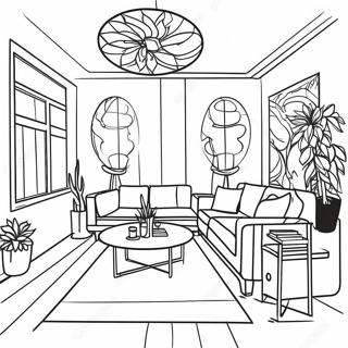 Page A Colorier Du Salon De Design Interieur Moderne 49784-41526