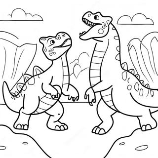 Page A Colorier Des Dinosaures Combattant Dans Larene 49804-41539