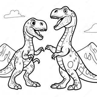 Page A Colorier De La Bataille T Rex Vs Velociraptor 49805-41550