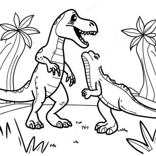 Page A Colorier De La Bataille T Rex Vs Velociraptor 49805-41551