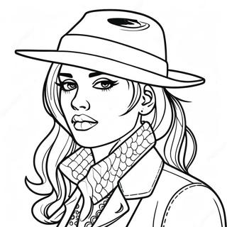 Page A Colorier Fille Gangster Cool Avec Un Chapeau 50345-41980