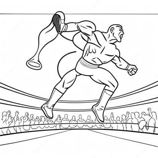 Page A Colorier Lutteur Wwe Sautant Sur Un Adversaire 50355-41986