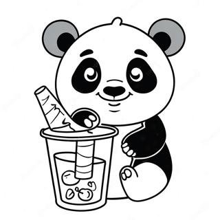 Panda Mignon Profitant Du Boba A Colorier 50385-42006