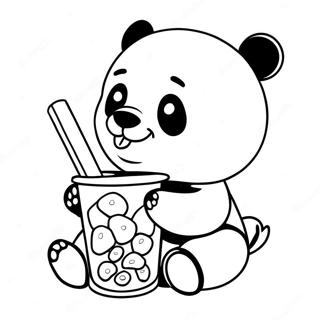 Panda Mignon Profitant Du Boba A Colorier 50385-42007