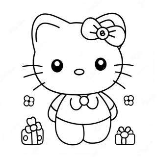 Page A Colorier De La Mignonne Hello Kitty Avec Des Accessoires Retro 50465-42064