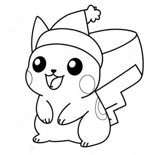 Page A Colorier Pikachu Avec Un Chapeau De Noel 5053-4054