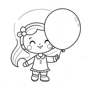 Page A Colorier De Petite Fille Mignonne Avec Un Ballon 50785-42315