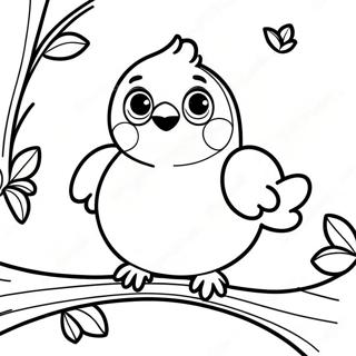 Page A Colorier De Mignon Oiseau Bleu Assis Sur Une Branche 50815-42337