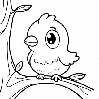 Page A Colorier De Mignon Oiseau Bleu Assis Sur Une Branche 50815-42339