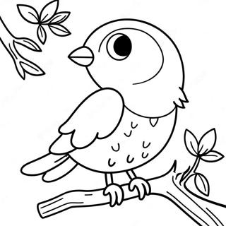 Page A Colorier De Mignon Oiseau Bleu Assis Sur Une Branche 50815-42340