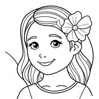 Page A Colorier De La Mignonne Ashley Avec Une Fleur 50925-42429